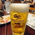 Yakiniku Teburu Santama - そして、最後に四杯目のビール。
      さすがにお腹が苦しい！
      Jは翌日openで仕事だったので、二次会へはいかずにドロン。
      また四人で飲もう！と固く誓った夜なのでした…