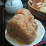 大地のうどん - かしわおにぎり200円