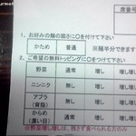 かじろうramen7 - おこのみトッピング票