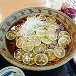 丸屋 - スダチの冷かけそば大盛り