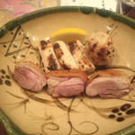 蕎麦切り 酒 大愚 - 姫っ子地鶏と千住ネギの炭火焼き