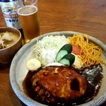 Teppan Shokudou Hachi - ランチ160g特製デミグラスソース目玉焼きトッピング