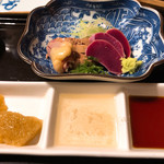 鳥田中 - 湯引きのお造り　砂肝･ハツ･レバー