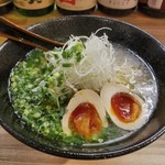 鶏と酒 晃 - 塩鶏そば(煮玉子入り)