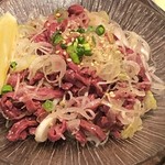 焼肉専科 肉の切り方 集会所 - ハツ刺麹塩ユッケ