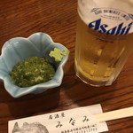 Minami - 生ビールとお通し