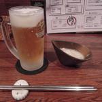 Anagura - 生ビール550円とお通し