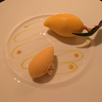 ガストロノミー ジョエル・ロブション - ペリカンマンゴー なめらかなエキゾチックのムースに閉じ込め リ・スフレの食感をアクセントに
      