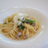リストランテ　ウミリア - サルシッチャとアスパラのクリーム 青ゆずの香り リングイネ