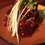 日本酒chintara 燻ト肉 - 料理写真:漬け鮪の利休和え