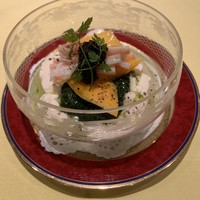 巴里 夕顔 - 自家製冷奴（キャビアとタラバガニとマンゴー添え）