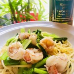 トラットリア ロッソーレ - 海老と小松菜のペペロンチーノ