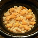 神楽坂 石かわ - 帆立と雲丹と大根の炊き込みご飯