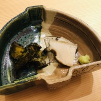 銀座いち分 - アワビの肝和えと刺身