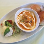 りんどう - 海老と帆立のトマトクリーム煮セット 1,500円（税込）。　　　　　　2019.09.07