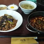 八重洲 福龍 - Cセット 福龍麻婆豆腐、主菜A（麻婆茄子）980円 ♪　