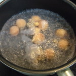 橋本かしわ店 - たまひも（きんかん）軽く下茹で