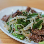 宝来家 - "韭菜豬肝（ニラレバ、ぶたきもとこみらのいためもの）"