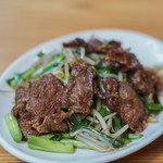 宝来家 - "韭菜豬肝（ニラレバ、ぶたきもとこみらのいためもの）"