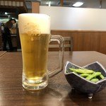 蔵大黒 - 生ビールと枝豆ペペロンチーノ
