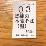 神坂パーキングエリア（上り線）フードコート - 食券 (2019/09/11)