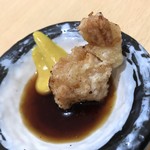 キッチン丸山 - とり天を辛子と酢醤油に