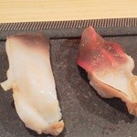 三郎鮨 - 炙ったものと、生と。まったく違う食感と味にやられる。(笑)