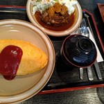 キッチンふじみ - オムライスとハンバーグ１３００円（土日限定）