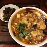 大衆中遊華食堂 八戒 - 海老天入り スパイス酸辣湯麺 魯肉飯付き