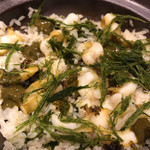 馳走 啐啄一十  - 鮑の炊き込みご飯 鮑の肝ソースとアオサを乗せて♡