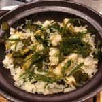 馳走 啐啄一十  - 鮑の炊き込みご飯 アオサと鮑の肝ソースを乗せて