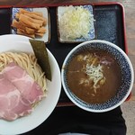 Tsukesoba Endou - 濃厚つけ蕎麦(大盛)＋ねぎ＋メンマ