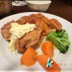 キッチンノダヤ - チキンのトマト煮＆ホタテフライ
