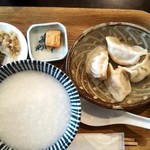 奥泉 - 中華粥（小）と手打ち水餃子（4コ）セット