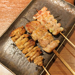 Sumibikushiyaki Hiyokunotori - 皮、えのき肉巻き、アスパラ肉巻き