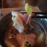 10ZEN - すっぽんスープ鍋にしゃもを投入