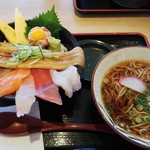 力丸 - 海宝丼 そば 1080円