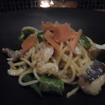 虎ノ門タニーチャ - スパゲッティ（はも・マダラのからすみ・万願寺唐辛子）（2019.8）