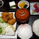 和食Dining　うお座 - カキフライとミニ刺身御膳