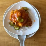 中国精進料理 凛林 - 花切りイカと空豆のチリソース