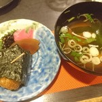 田吾作 - 焼おにぎり（醤油）と味噌汁