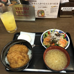 とんかつ政ちゃん - レディースセット(ミニカツ丼、味噌汁、サラダ、デザート、ドリンク)