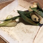 千松しま - 真鯛とおから笹焼き、らっきょう味噌