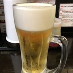 麻婆まぜそば 麻ぜろう - 生ビール。素晴らしく美味しい◎