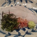 鮨料理 一高 - ４日熟成のアラのお造り。コリッコリで美味☆