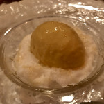 f - とうもろこしのジェラート。栗の蜂蜜。いつもながら素晴らしい組み合わせ。皿まで舐めたいww