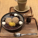 林屋新兵衛 - ほうじ茶栗あんみつ お茶セット