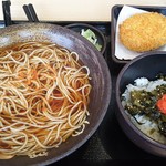 Yudetarou - ミニ明太高菜ご飯セット。