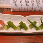 純米酒とお出汁 雲母 - 島オクラの昆布締め