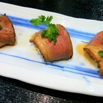 旬の鮮魚と魂の煮込み 照 - 鴨ローストと翡翠茄子